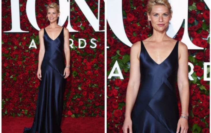 Claire Danes Wearing silk dress from Narciso studio Resort 2017