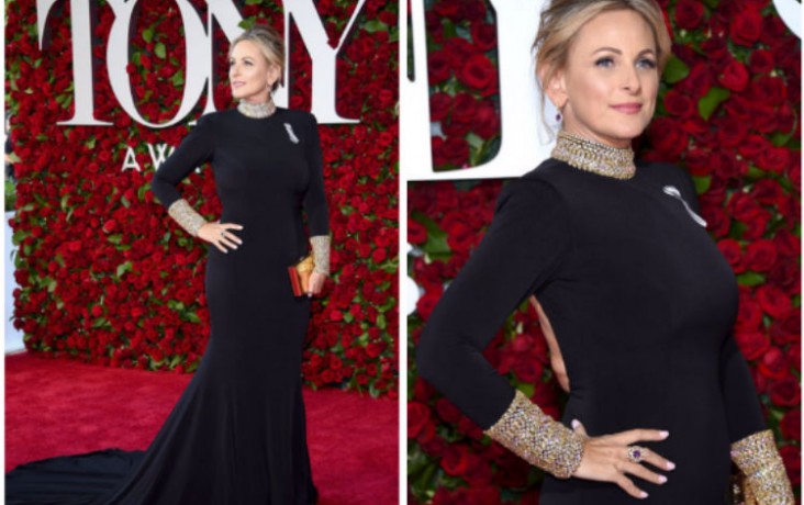 Marlee Matlin in a black gown from JOVANI