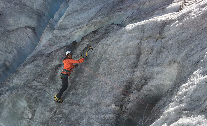 Gahtani ice climbing in Chamonix.