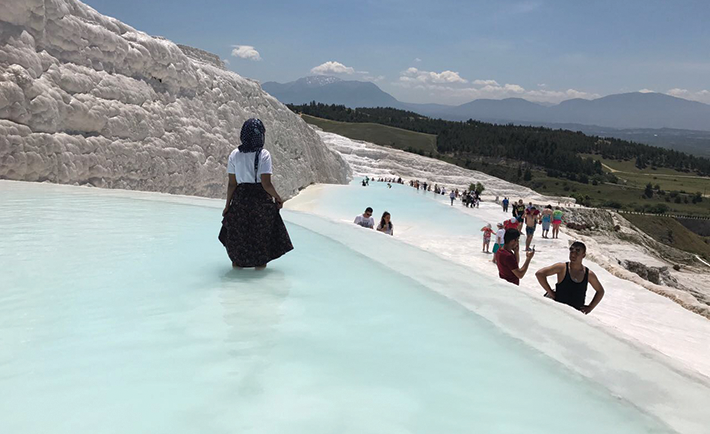 At Pamikkale in Turkey. It’s famous for its hot springs.