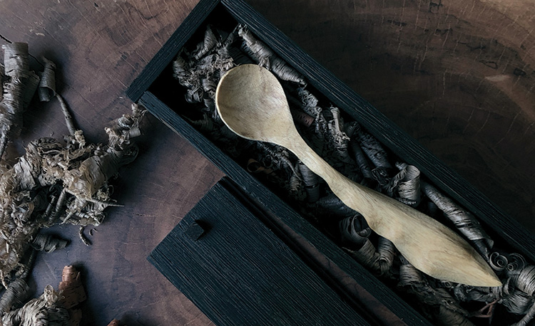 Intricately hand crafted wooden spoon by Mohammed Saad 