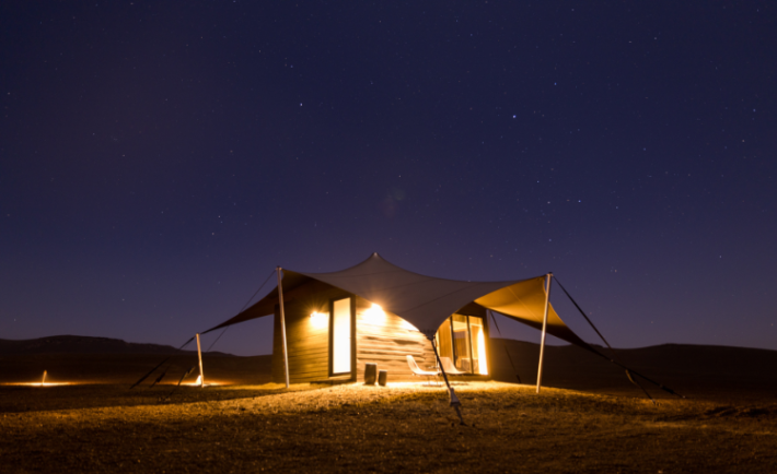 The Khaybar Volcano Camp offers a one-of-a-kind eco-lodge to experience the epic lava fields of ancient Arabia