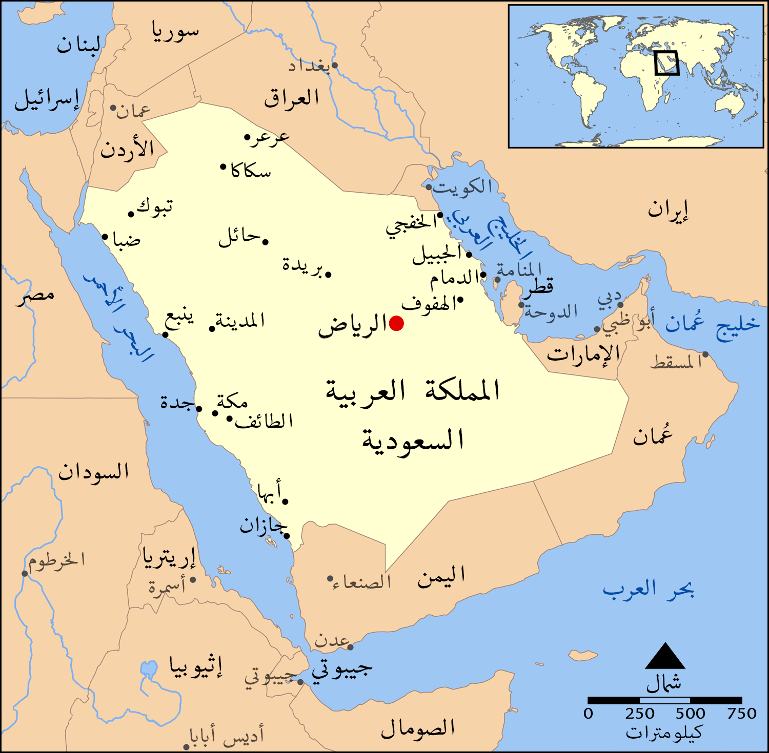خريطة محافظات السعودية ومدنها الشهيرة