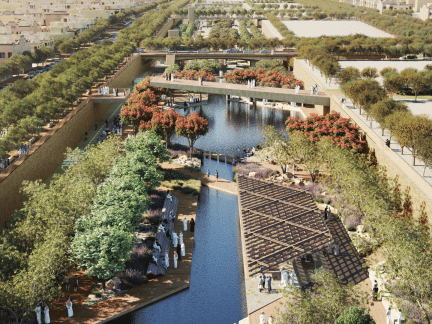 مهندسون يشكلون البوليفارد الرياضي بالرياض